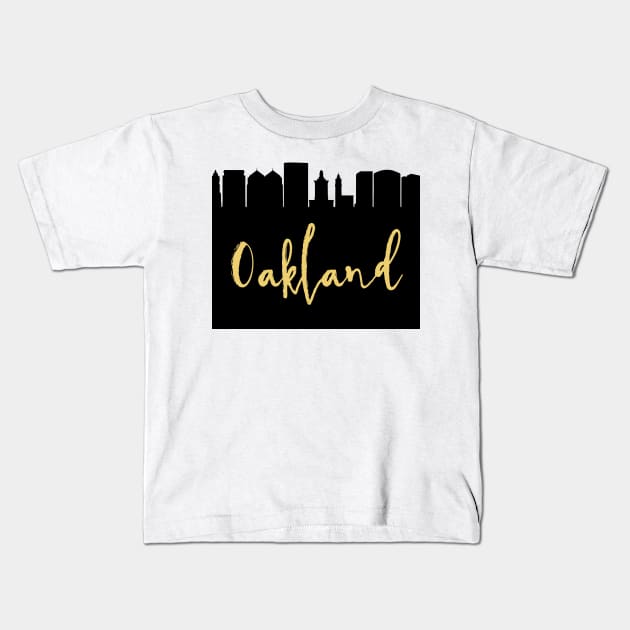 OAKLAND CALIFORNIA DESIGNER SILHOUETTE SKYLINE ART Kids T-Shirt by deificusArt